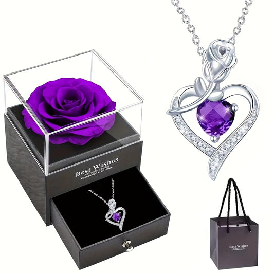 Rose Heart Pendant Necklace – Gift for Mom, Wife or Girlfriend